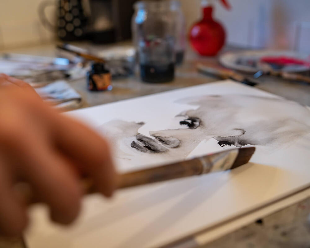 14 maart 2025 <br> workshop - </strong> Intuïtieve <strong>inktportretten</strong> tekenen