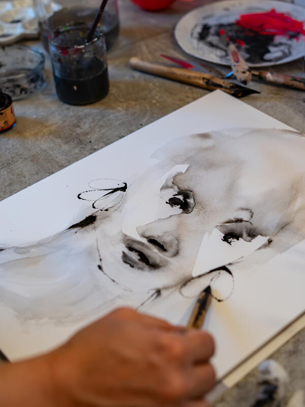  <br> workshop - </strong> Intuïtieve <strong>inktportretten</strong> tekenen